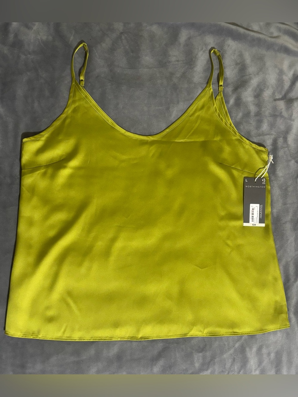 Golden Lime Satin Cami Tank Top NWT Size L